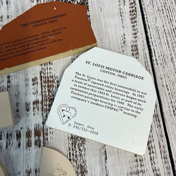 Vintage 5pc Wooden Village Lot Shepherds Heart St. Louis Carriage Timken Co. - Picture 8 of 8